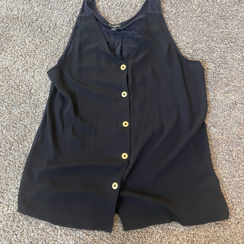Express Black Sleeveless Button-Down Tank Top
